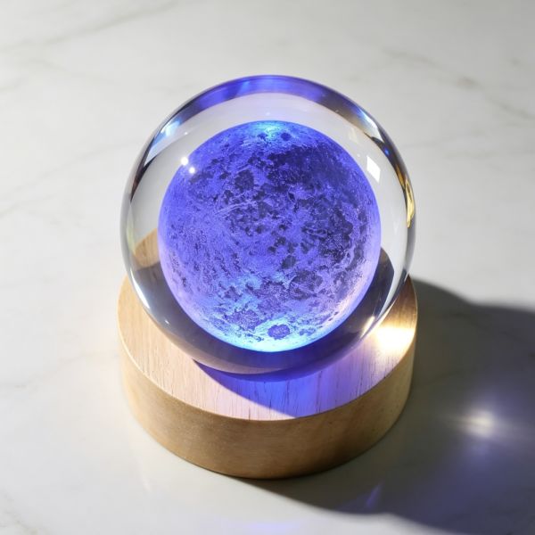 3D Moon Crystal Ball LED Touch Base Colorful