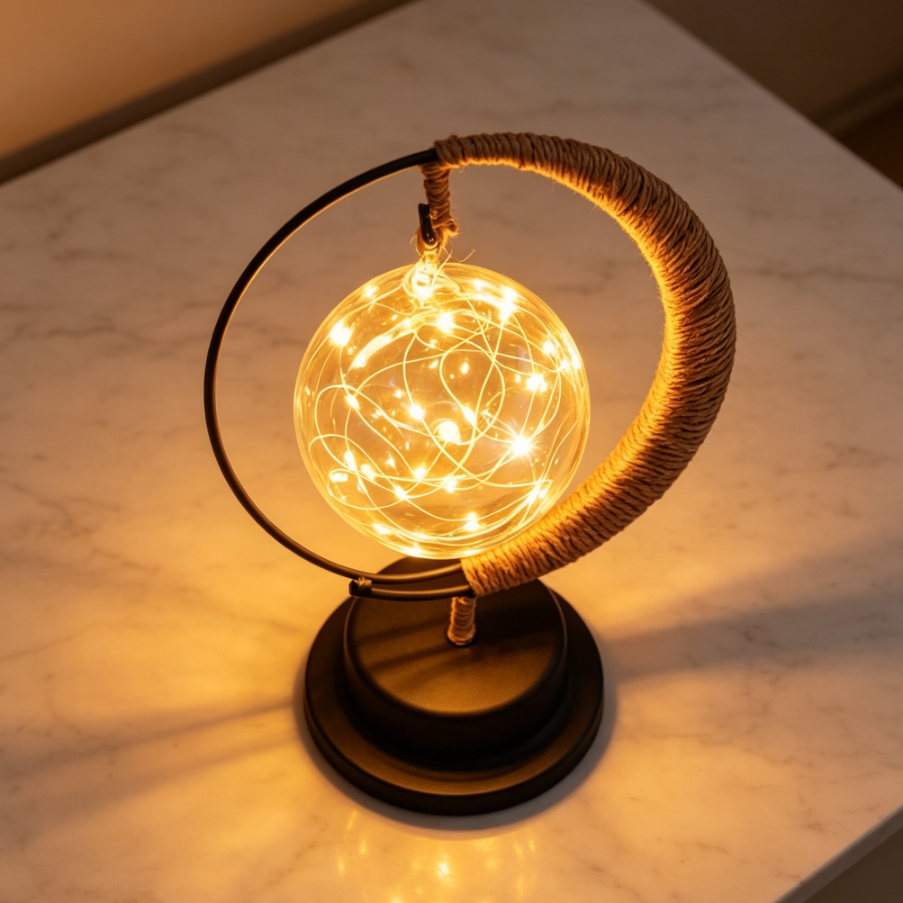 Moon Table Night Light with Hanging Star - Image 2